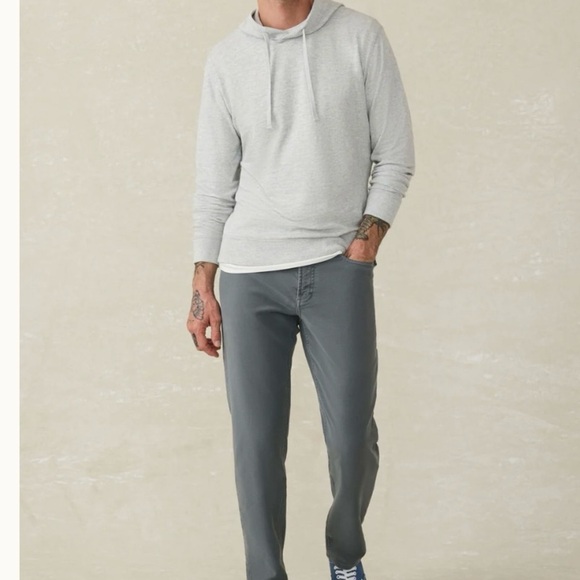 FAHERTY Sunwashed Slub Hoodie Shirt Light Grey Heather Mens Knit Top Sz L - Picture 15 of 15